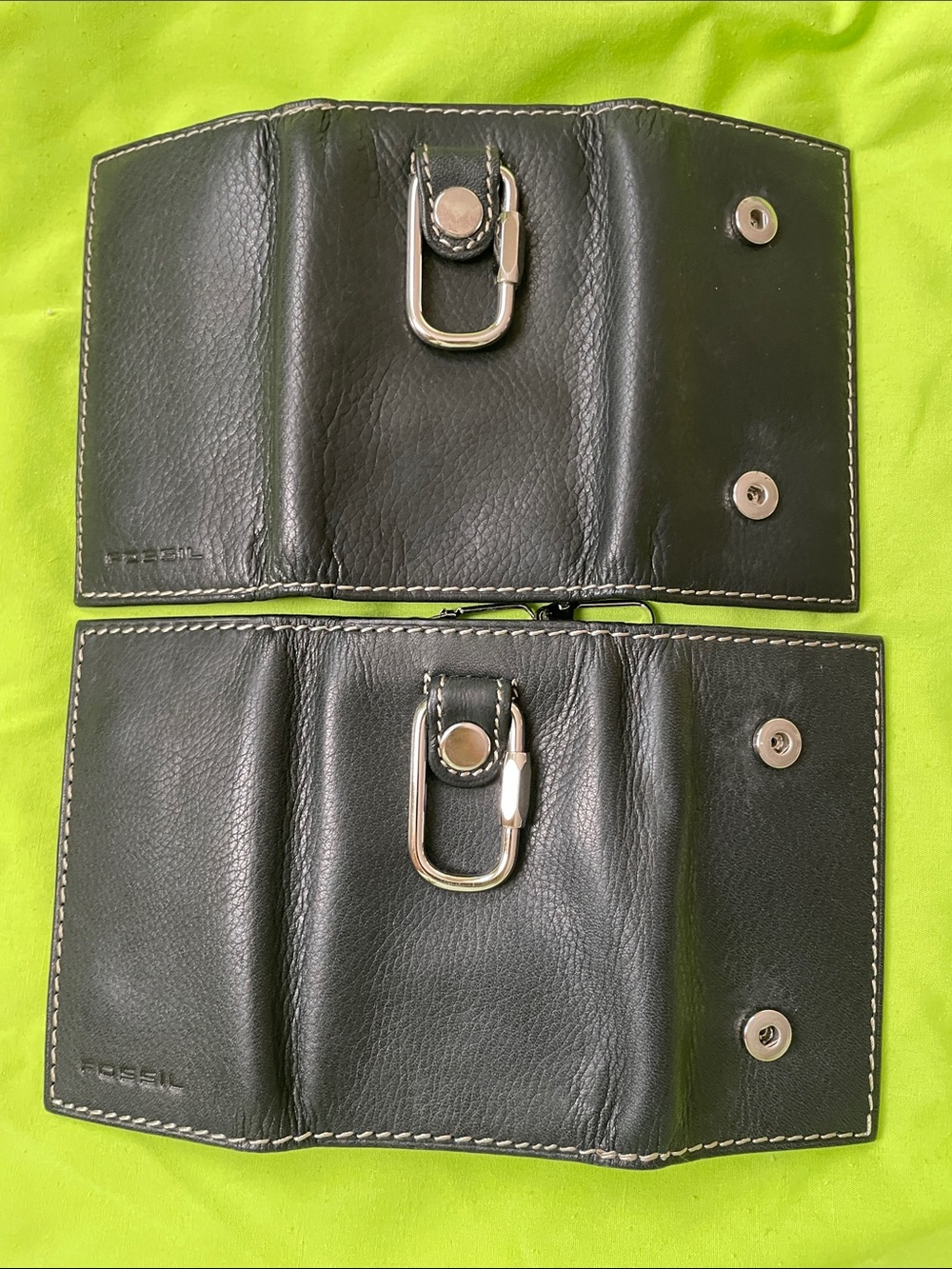 Fossil Black Leather Key & Card Holder bundle of 2 - Picture 3 of 8